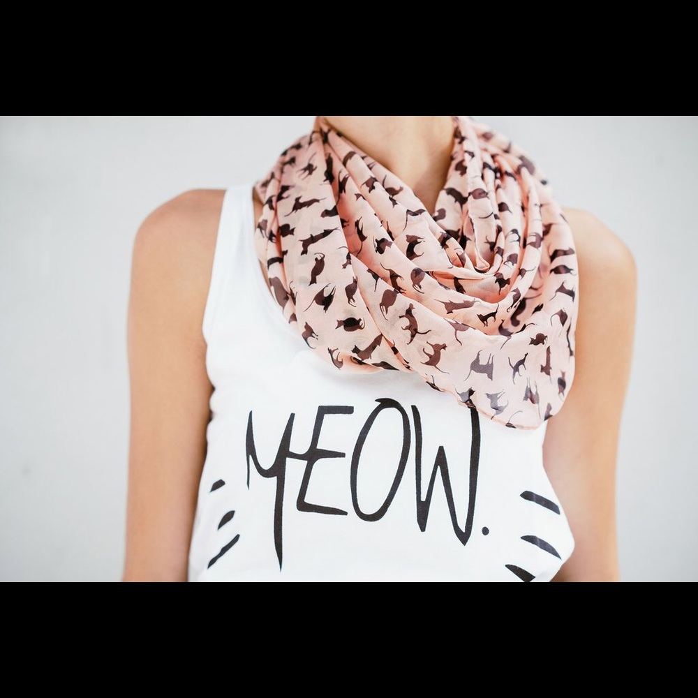 New in bag Meowington’s chiffon Clowder cat scarf